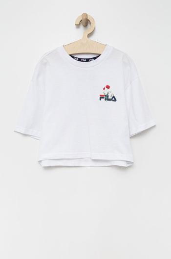 Dětské bavlněné tričko Fila bílá barva