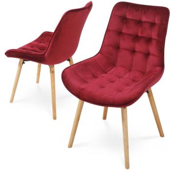 Miadomodo 74826 Sada prošívaných jídelních židlí, tmavě červené, 2 ks