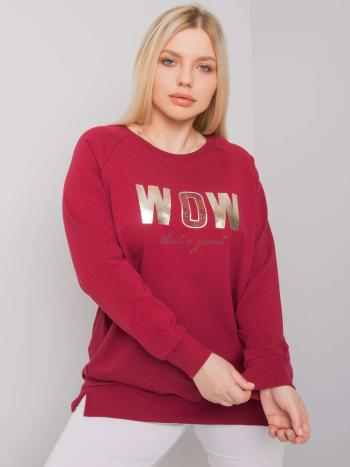 VÍNOVÁ MIKINA S LESKLÝM NÁPISEM WOW RV-BZ-7159.77P-BORDO Velikost: ONE SIZE