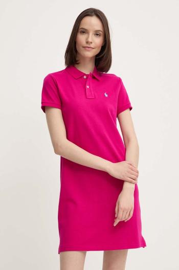 Bavlněné šaty Polo Ralph Lauren růžová barva, mini