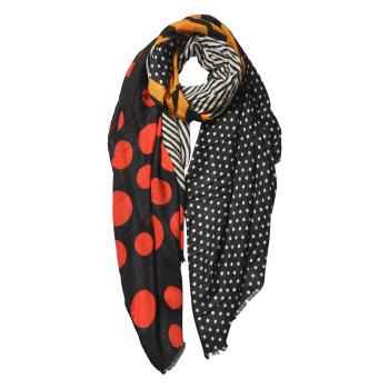 Černo oranžovo červený šátek s puntíky - 80*180 cm JZSC0543Z