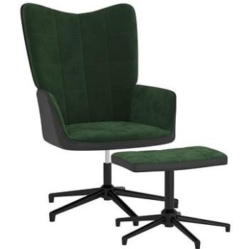 Relaxační křeslo se stoličkou tmavě zelené samet a PVC, 327844 (327844)