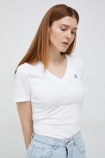 Bavlněné tričko Calvin Klein Jeans bílá barva