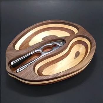 AMADEA Dřevěná miska ve tvaru ořechu s louskáčkem, masivní dřevo, 2 druhy dřevin, 28x23x4,5 cm (28965-00)