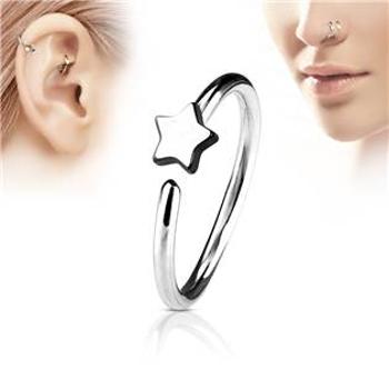 Šperky4U Piercing do nosu/ucha kruh s hvězdou - N0053-ST