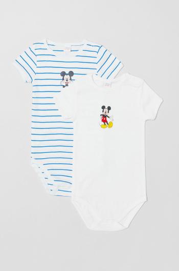 Bavlněné kojenecké body OVS X Disney (2-pack) bílá barva