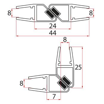 SAPHO Set magnetických těsnění 45°pro sklo 8/8, 2000 NDTL04