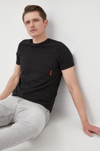 Bavlněné tričko HUGO 2-pack černá barva