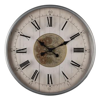 Nástěnné hodiny Cherise s ozubenými kolečky a římskými číslicemi - Ø 60*8 cm / 1*AA 5KL0197