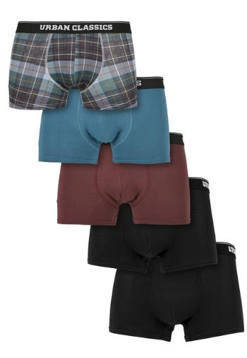 Urban Classics Organic Boxer Shorts 5-Pack plaidaop+jasper+cherry+blk+blk - L