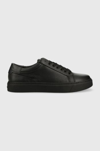 Kožené sneakers boty Calvin Klein LOW TOP LACE UP PB černá barva, HM0HM01019