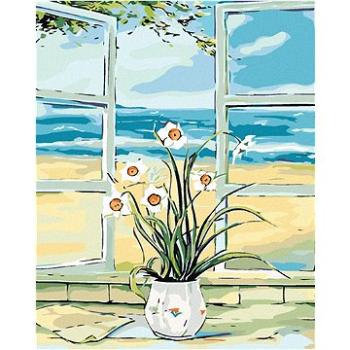 Malování podle čísel - Narcis v okně u pláže (HRAmal01026nad)