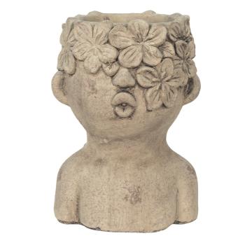 Cementový obal na květináč v designu busty s květinami Tete - 17*16*25 cm 6TE0440