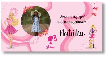 Narozeninový banner s fotkou - Barbie Rozměr banner: 130 x 260 cm