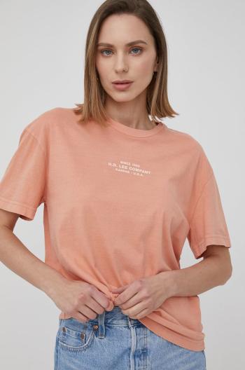 Bavlněné tričko Lee oranžová barva