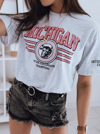 SVĚTLE ŠEDÉ DÁMSKÉ OVERSIZE TRIČKO MICHIGAN RY1708 Velikost: M/L