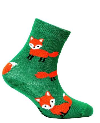 Dívčí vzorované ponožky GATTA LIŠKY zelené Velikost: 36-38