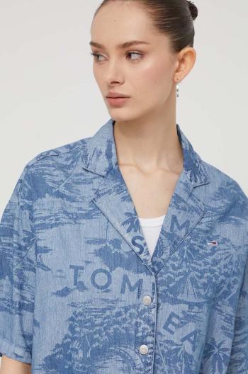 Džínová košile Tommy Jeans dámská, relaxed, s klasickým límcem, DW0DW17969