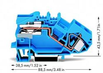 Oddělovací svorka WAGO 783-613, osazení: N, pružinová svorka, 12 mm, modrá, 25 ks