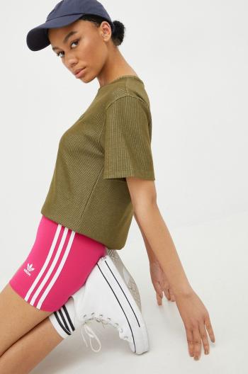Kraťasy adidas Originals Adicolor dámské, růžová barva, s aplikací, high waist