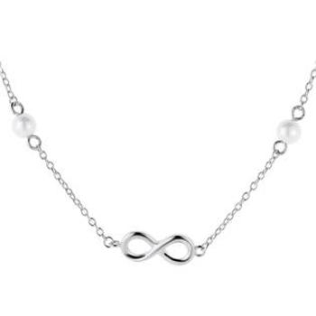 NUBIS® Stříbrný náhrdelník s perličkami a nekonečnem - NB-2253