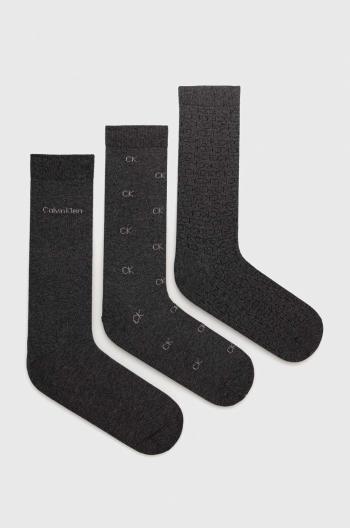 Ponožky Calvin Klein 3-pack pánské, šedá barva