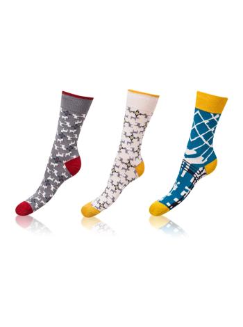 Zábavné ponožky CRAZY SOCKS 3 páry - Zábavné crazy ponožky 3 páry - šedá - bílá - modrá