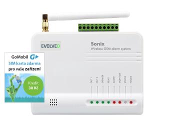 EVOLVEO Sonix - bezdrátový GSM alarm (4 ks dálk. ovl., PIR čidlo pohybu, čidlo na dveře/okno, externí repro, Android/iPhone