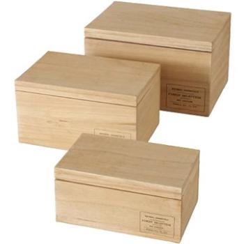Boltze Dekorativní dřevěný box s víkem Natural Set 3 ks (21147)