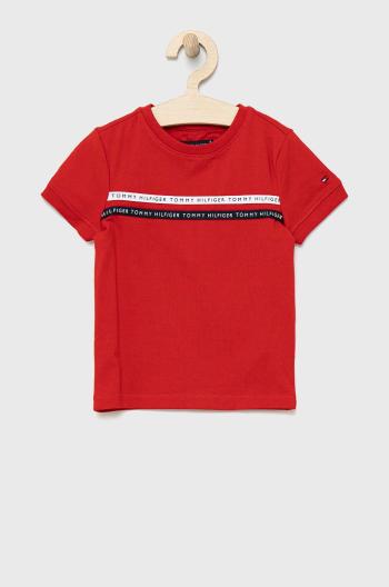 Dětské tričko Tommy Hilfiger červená barva, s aplikací