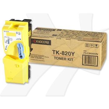 KYOCERA TK820Y - originální toner, žlutý, 7000 stran