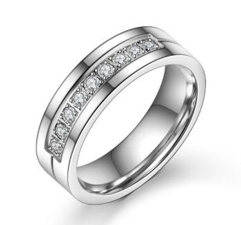 Ziskoun Dámský prsten s malými zirkony z chirurgické oceli SR000029 Velikost: 8