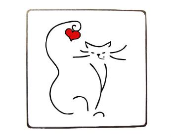 Magnet čtverec kov Love cat