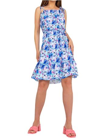 Bílo-modré květované šaty vel. L/XL