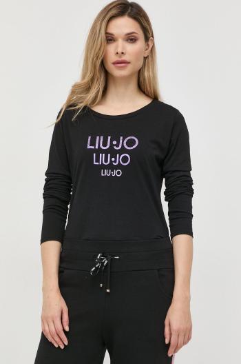 Bavlněné tričko s dlouhým rukávem Liu Jo černá barva