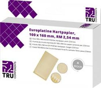 Eurodeska tvrzený papír TRU COMPONENTS (d x š) 160 mm x 100 mm, tloušťka 35 µm, RM 2.54 mm, 4 ks