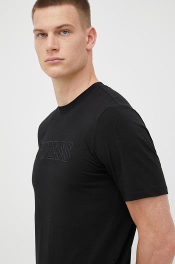 Tričko Guess černá barva, s aplikací