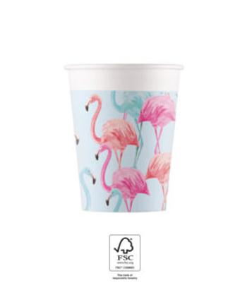Procos Papírové kelímky - Flamingo 200 ml 8 ks