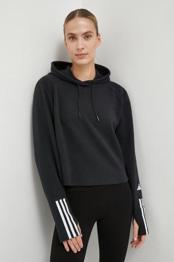 Tréninková mikina adidas Performance černá barva, s kapucí, s potiskem