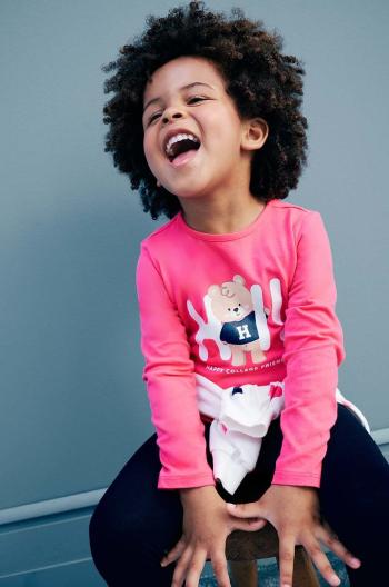 Dětská bavlněná košile s dlouhým rukávem OVS růžová barva