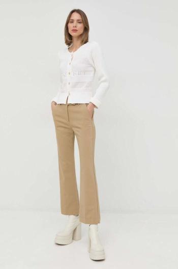 Kalhoty Marella Fify dámské, béžová barva, zvony, medium waist
