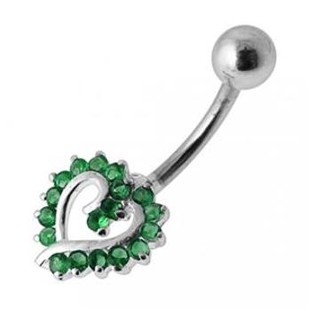 Šperky4U Stříbrný piercing do pupíku srdíčko - BP01026-E