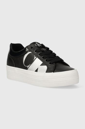 Kožené sneakers boty Calvin Klein Jeans BOLD VULC FLATF LOW LTH NBS MET černá barva, YW0YW01414