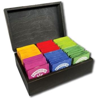 Hampstead Tea luxusní černá dřevěná kazeta mix sáčkových BIO čajů 78ks - 6 druhů (HT000046)