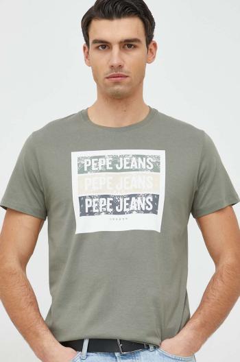 Bavlněné tričko Pepe Jeans Acee zelená barva, s potiskem
