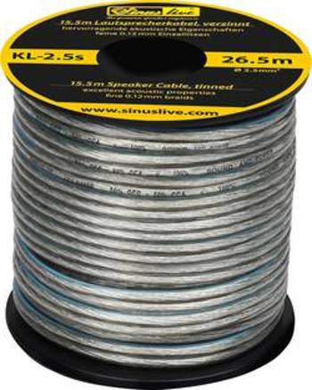 Reproduktorový kabel Sinuslive KL-2,5S, 1 x 2.50 mm², stříbrná, 15.5 m