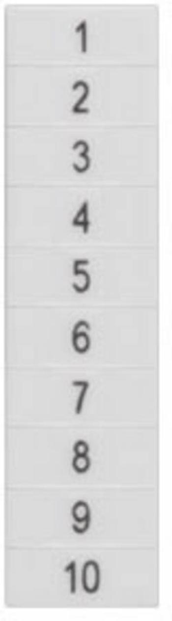 Popisovací štítek, přední, s ČÍSLA 21-30, horizontální, šířka svorky: 4,2 mm, H: ... Siemens 8WH8140-1AB25 100 ks