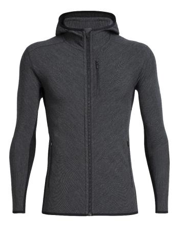 pánská merino mikina ICEBREAKER Mens Descender LS Zip Hood, Jet HTHR/Black velikost: L