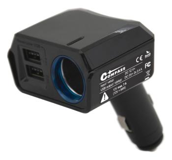 Compass 93210 Adaptér pevný 12V + 2x USB 2400mA SELECT