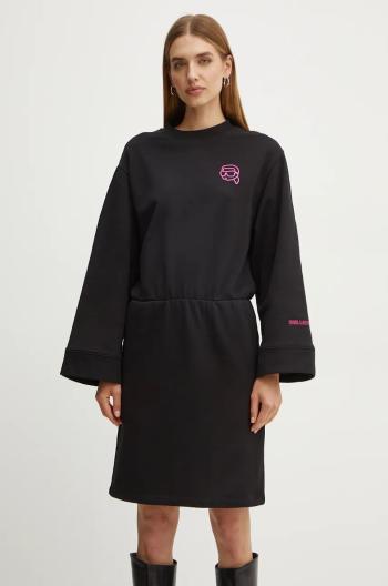 Bavlněné šaty Karl Lagerfeld černá barva, mini, oversize, 246W1311